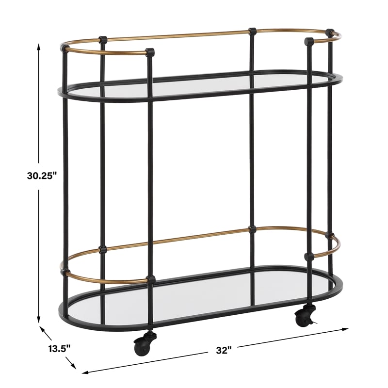 Uttermost Andre Iron Bar Cart in Black