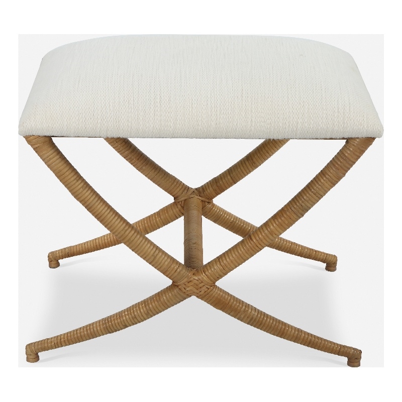 Uttermost Expedition White Fabric Small Bench