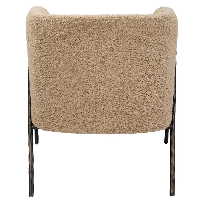 Uttermost Jacobsen Tan Shearling Barrel Chair in Tan
