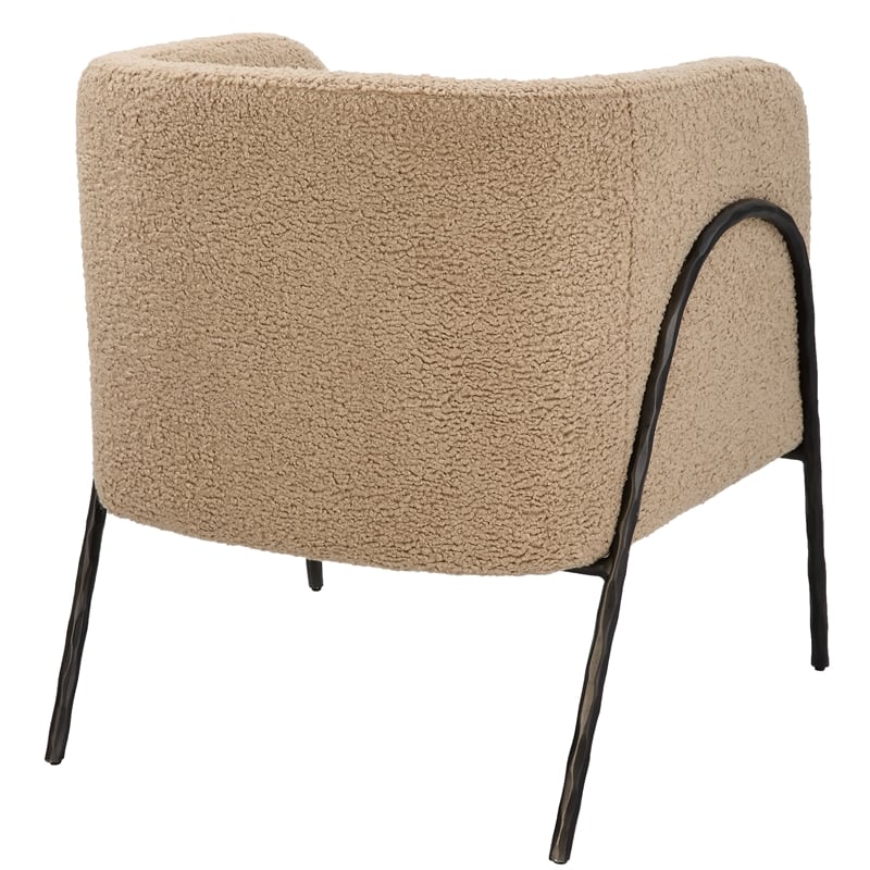 Uttermost Jacobsen Tan Shearling Barrel Chair in Tan