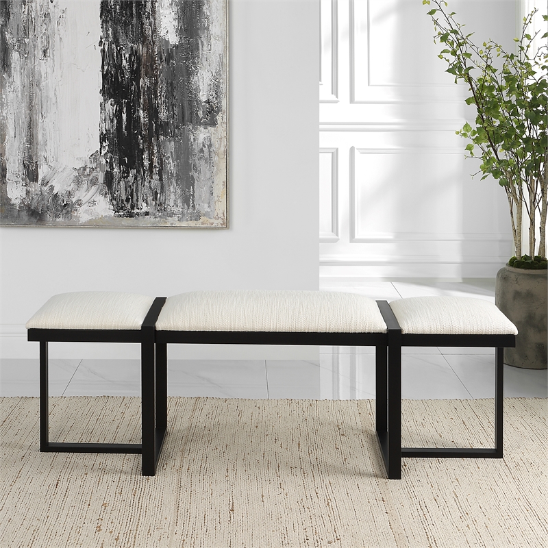 Uttermost Triple Cloud Modern Upholstered Bench in Black