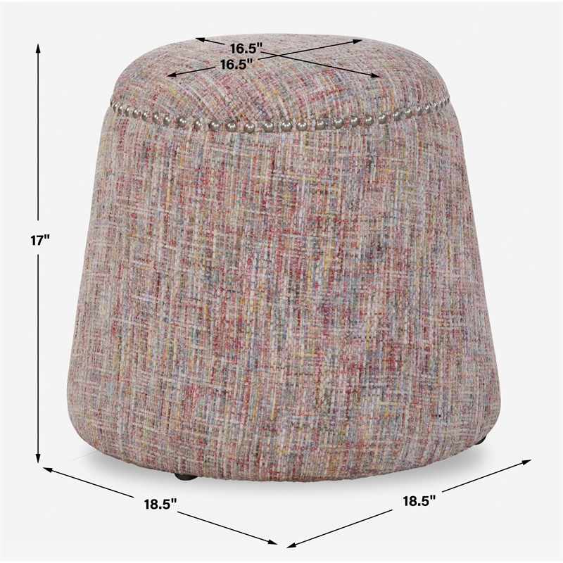 Uttermost Gumdrop Confetti Chenille Ottoman in Multi-Color