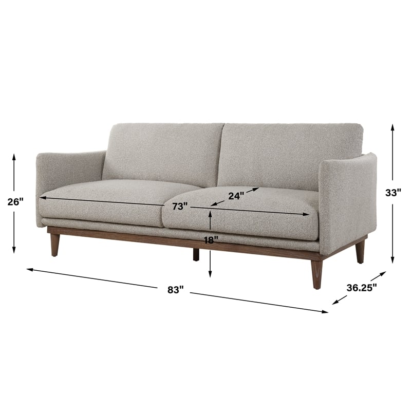 Uttermost Freefall Polyester Boucle Upholstered Sofa in Toasty Beige/Gray Ceruse