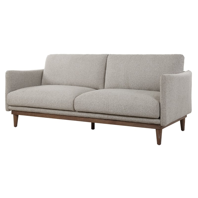 Uttermost Freefall Polyester Boucle Upholstered Sofa in Toasty Beige/Gray Ceruse