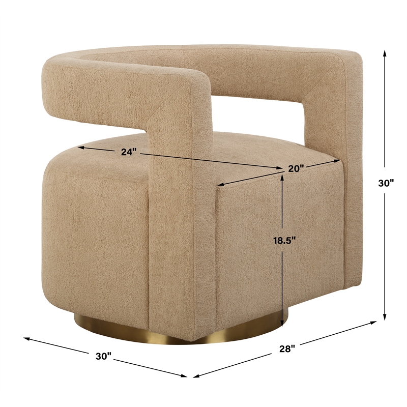 Uttermost Grounded Modern Swivel Chair in Brown