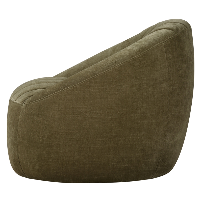 Uttermost Narrows Low-Pile Chambray Chenille Swivel Chair in Moss Green