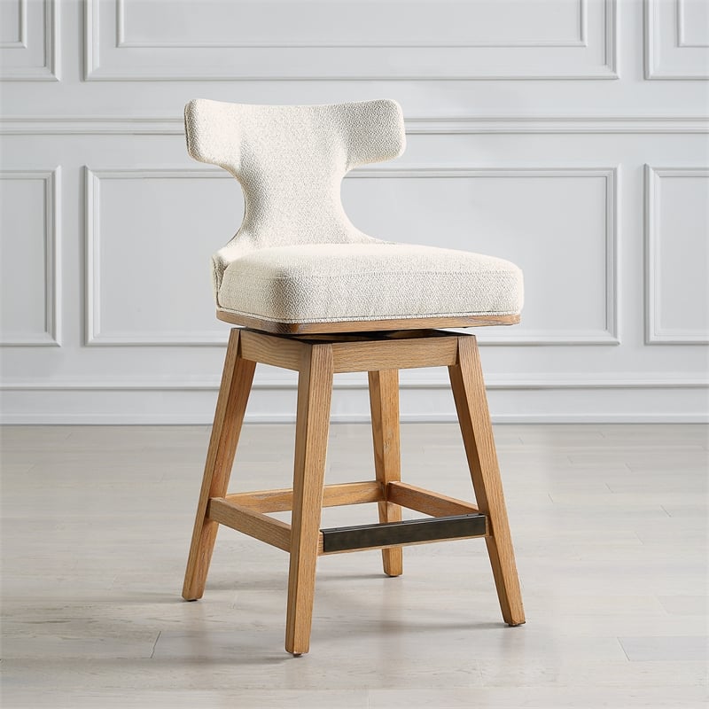 Uttermost Klismos Off White Fabric Counter Stool