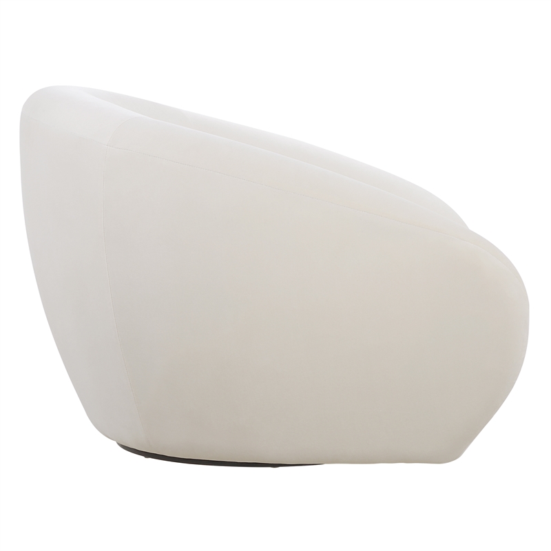 Uttermost DeSoto Polyester Velvet Upholstered Swivel Chair in Cream
