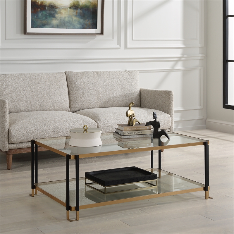 Uttermost Kentmore Glass Coffee Table in Matte Black