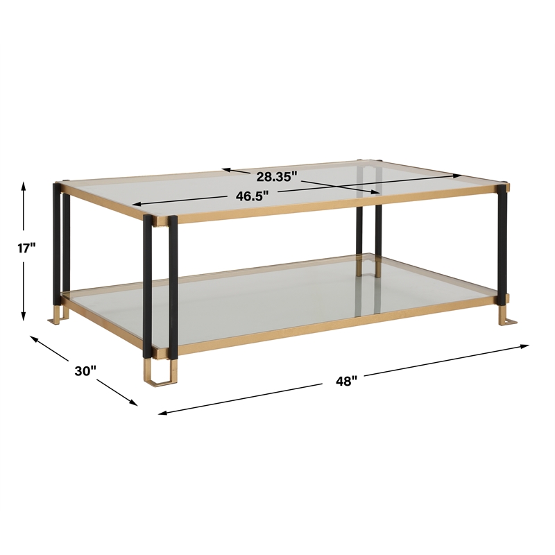 Uttermost Kentmore Glass Coffee Table in Matte Black