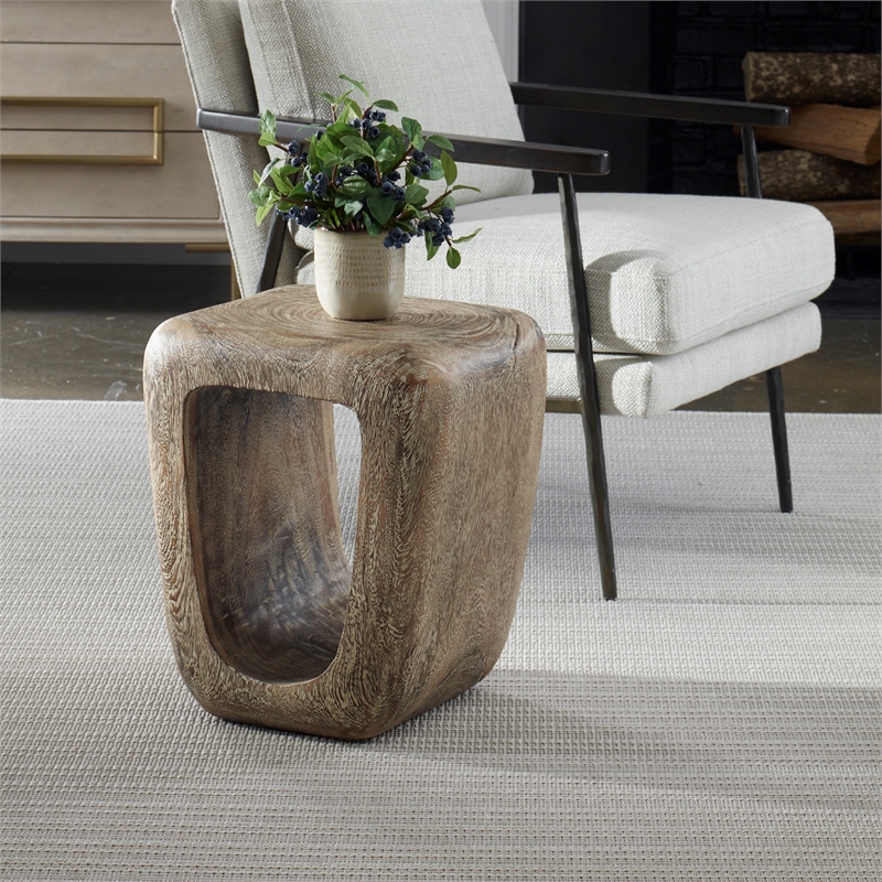 Uttermost Loophole Bleached Wash Accent Stool in Natural