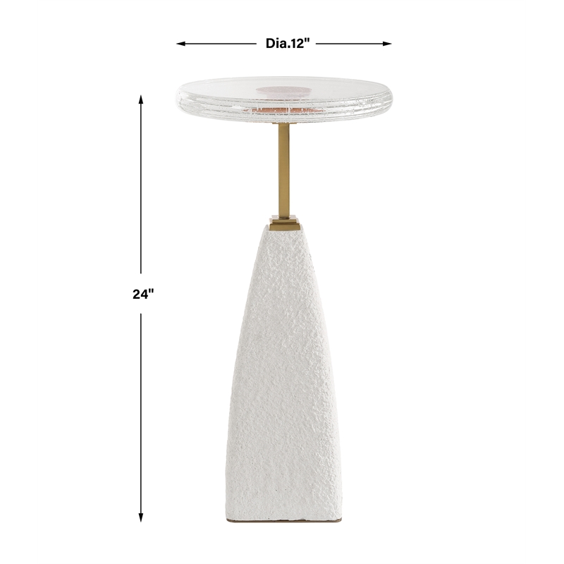 Uttermost Sora Glass Drink Table in White