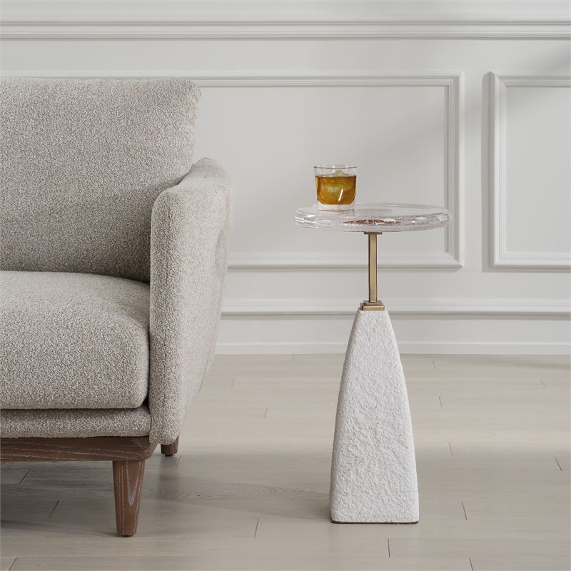 Uttermost Sora Glass Drink Table in White