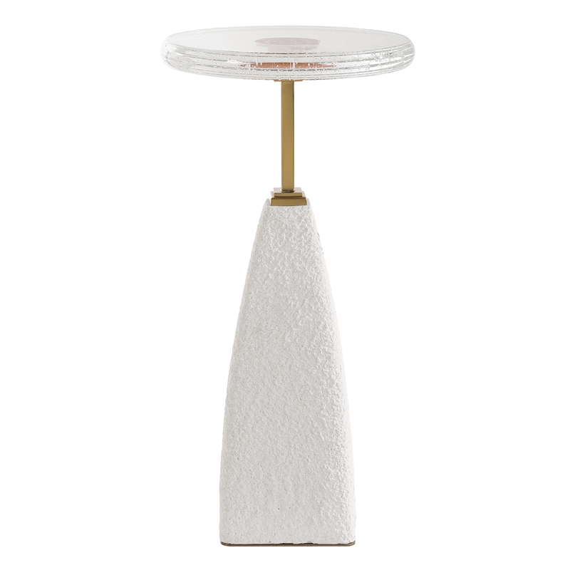 Uttermost Sora Glass Drink Table in White