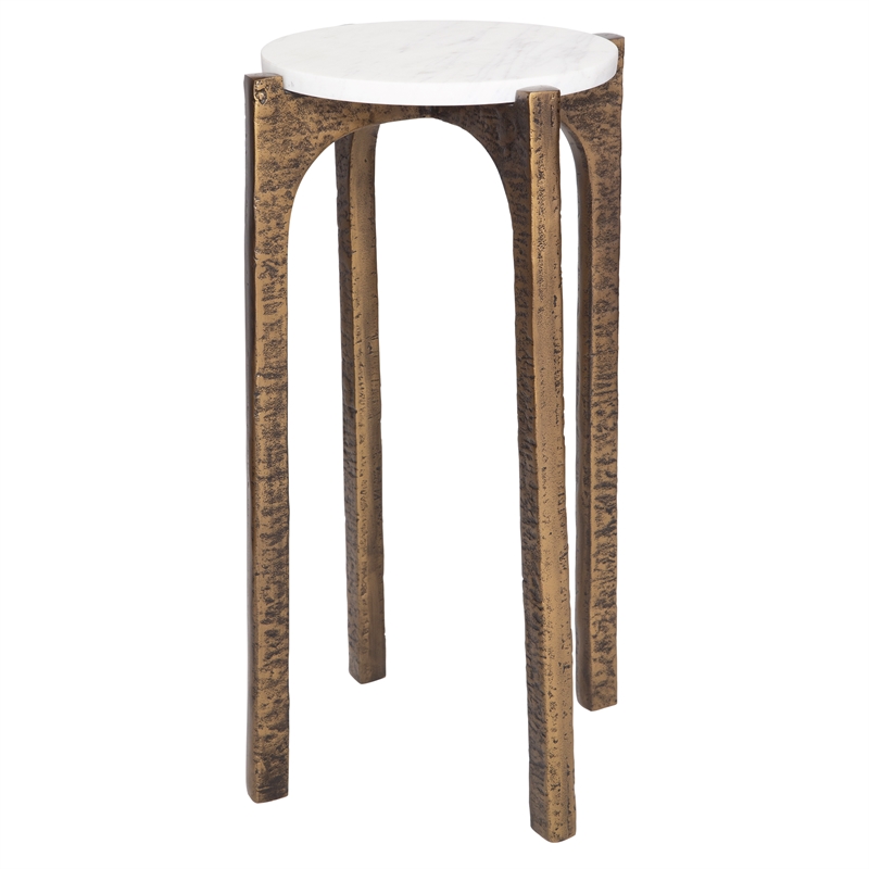 Uttermost Vivi Marble Drink Table in Antique Brass