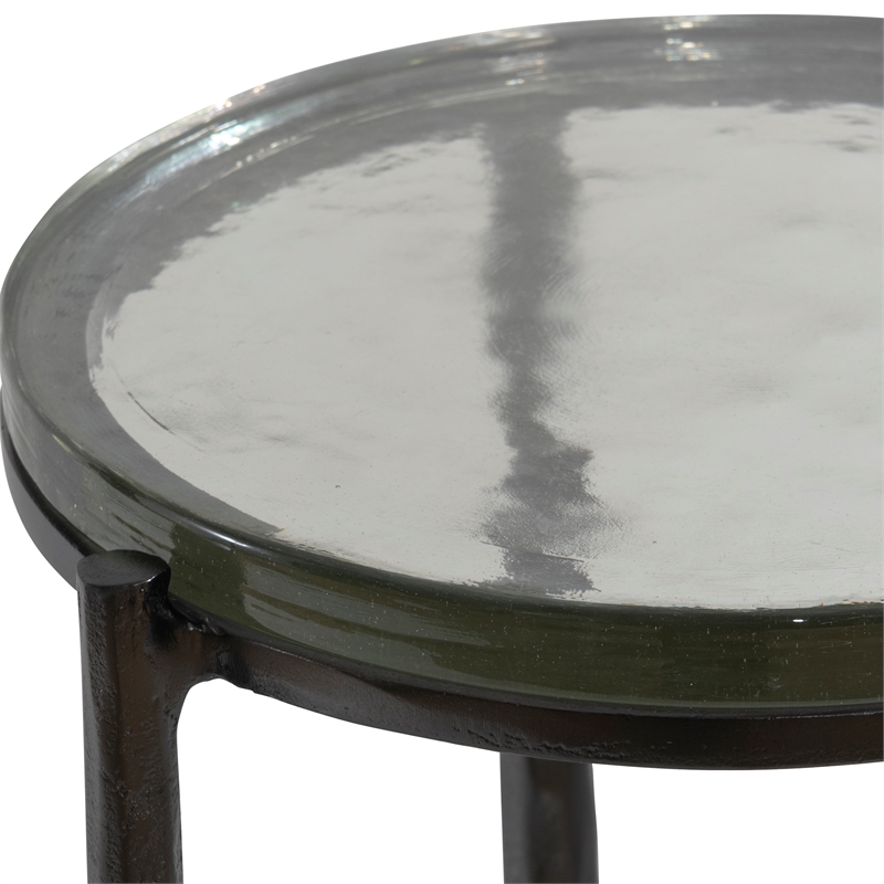 Uttermost Eternity Iron & Glass Accent Table in Gunmetal