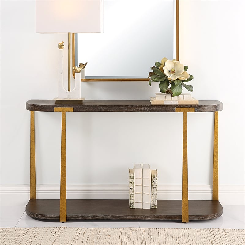 Uttermost Palisade Wood Console Table in Coffee