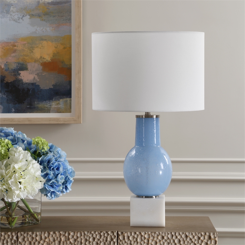 Uttermost Clear Sky Blue Glass Table Lamp