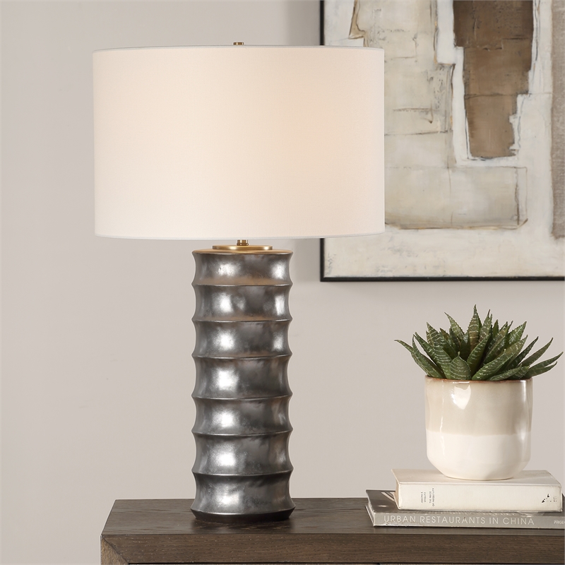 Uttermost Corvair Scalloped Table Lamp in Bronze