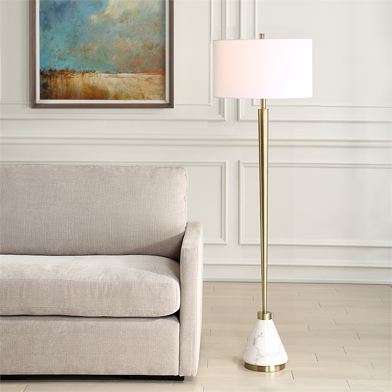 Uttermost Curran Tapered Metal Floor Lamp in Brass
