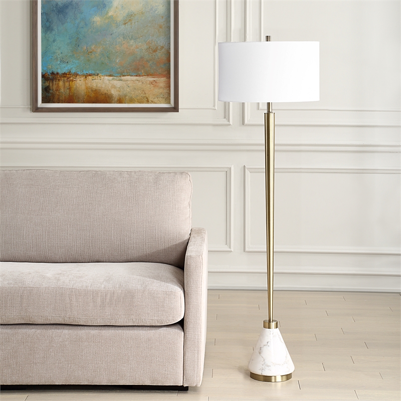 Uttermost Curran Tapered Metal Floor Lamp in Brass