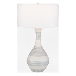 Uttermost Potter Striped Ivory Blue Table Lamp