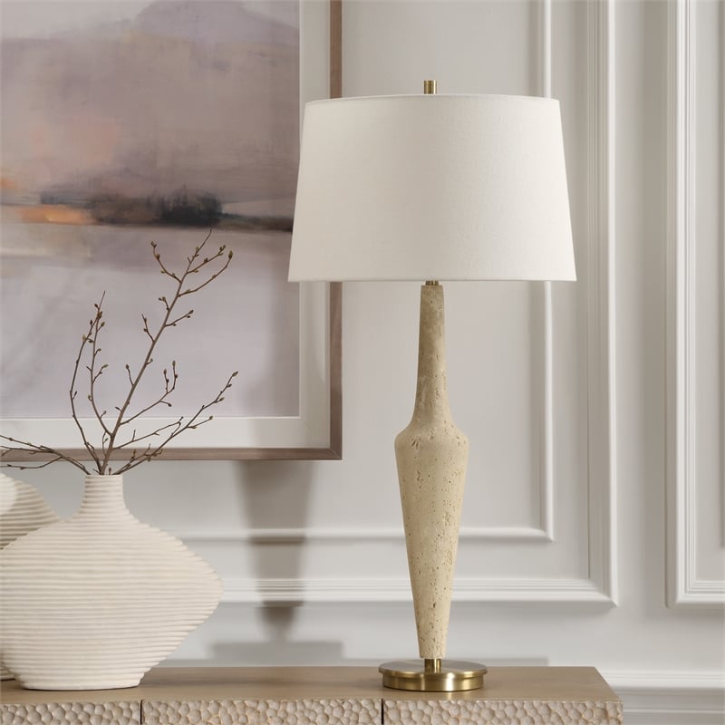 Uttermost Juliet Travertine Table Lamp in Tan