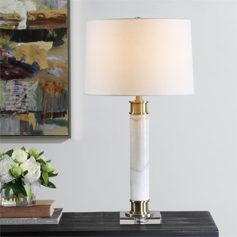 Uttermost Plinth White Marble Table Lamp