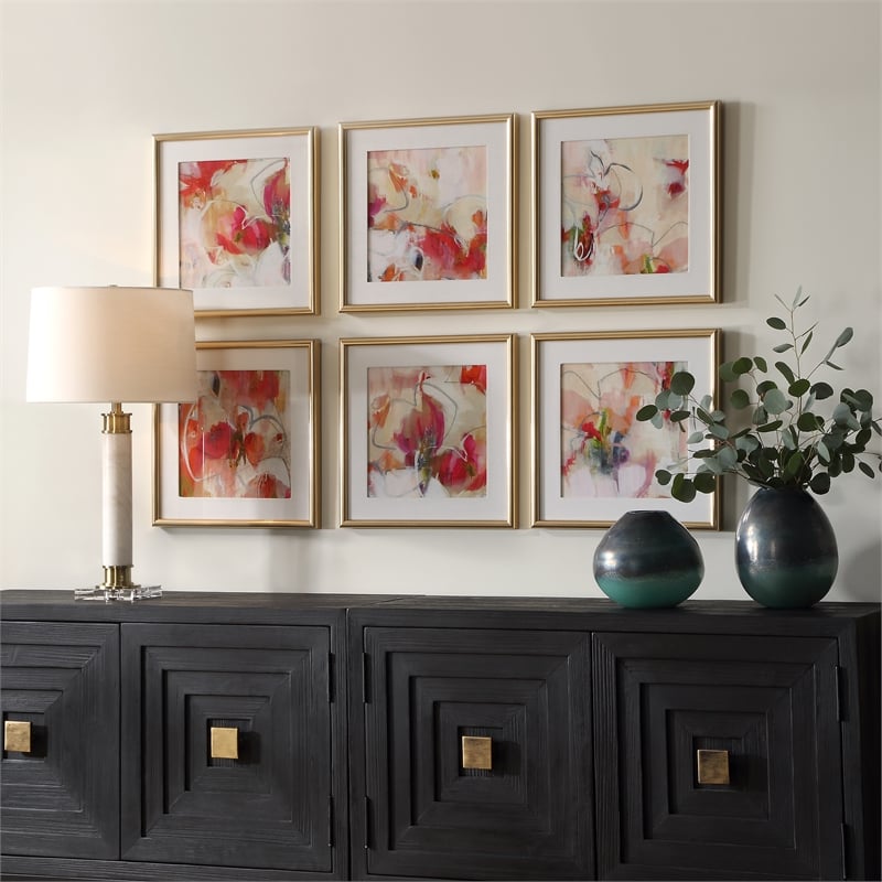 Uttermost Fresh Start Red Abstract Prints Set of 6
