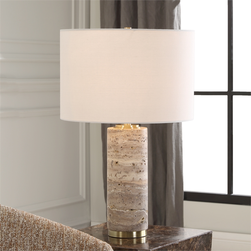 Uttermost Cortado Travertine Table Lamp in Brown