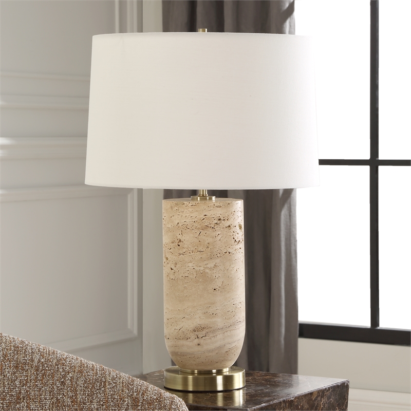 Uttermost Aubrey Travertine Table Lamp in Brown