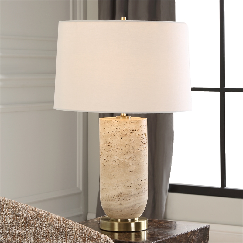 Uttermost Aubrey Travertine Table Lamp in Brown