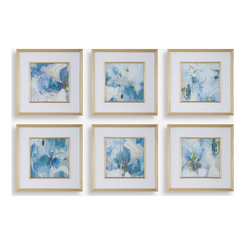 Uttermost Fresh Start Blue Abstract Prints Set of 6