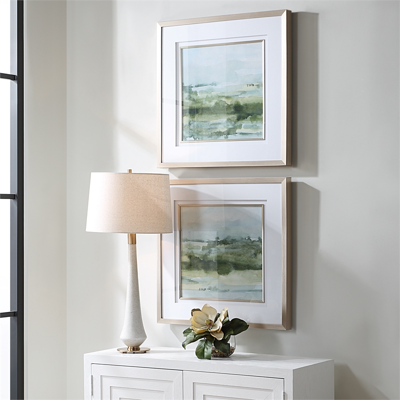 Uttermost Soft Sage Abstract Landscape Prints Set of 2