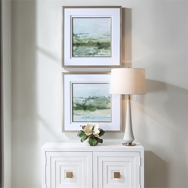 Uttermost Soft Sage Abstract Landscape Prints Set of 2