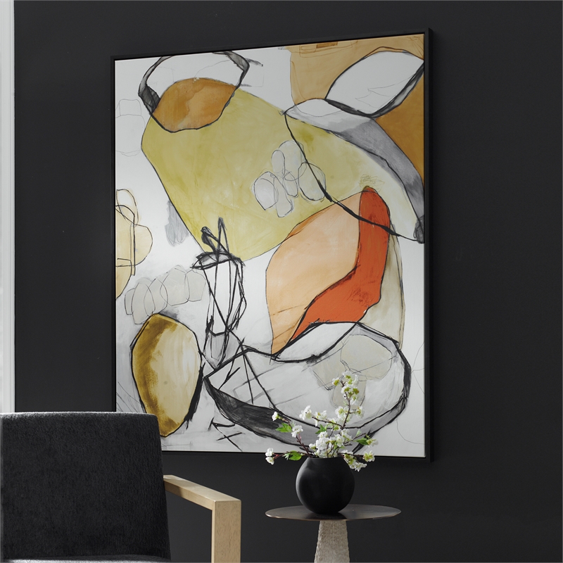 Uttermost Charcoal Improvision Framed Abstract Art