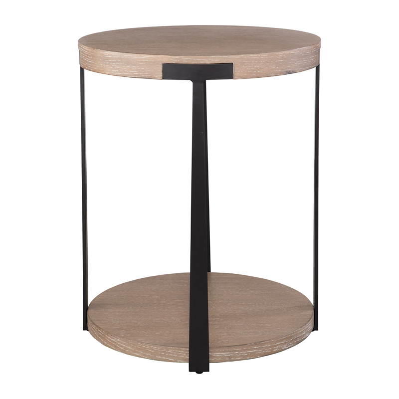 Uttermost Palisade Natural Round Side Table in Oak