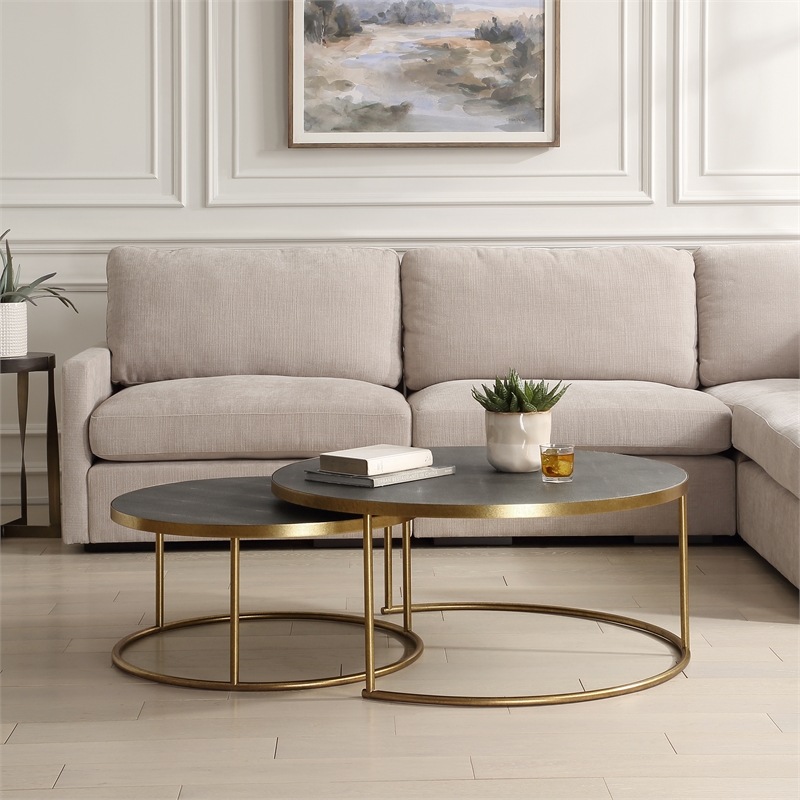 Uttermost Aragon Gray Nesting Coffee Tables Set of 2