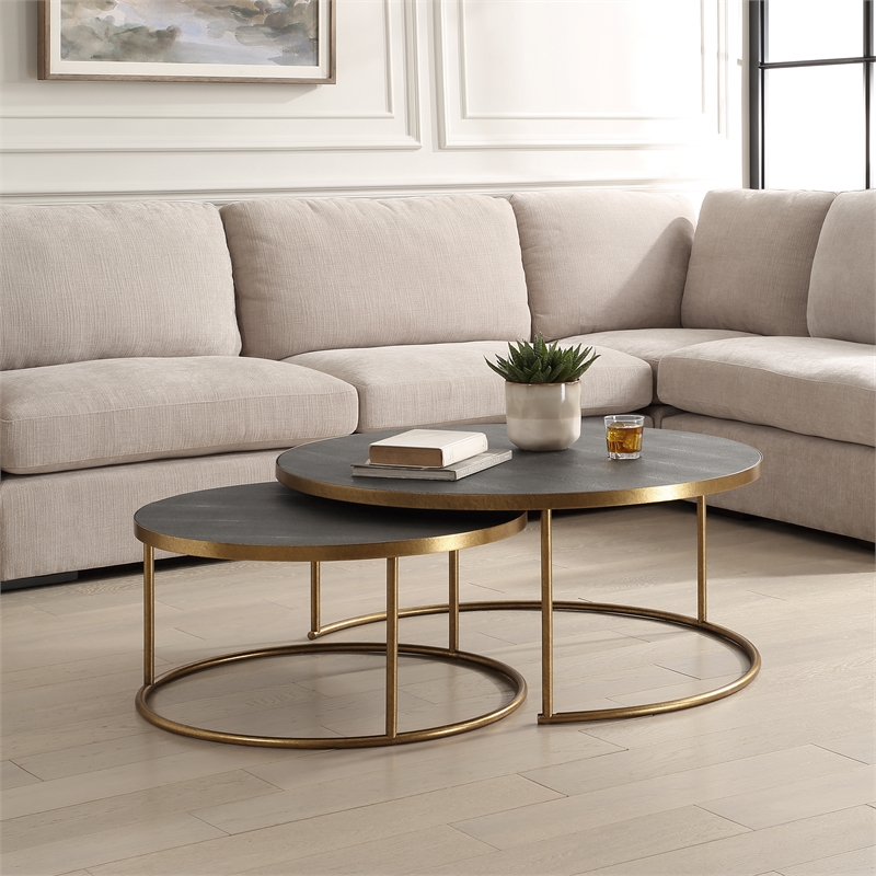 Uttermost Aragon Gray Nesting Coffee Tables Set of 2