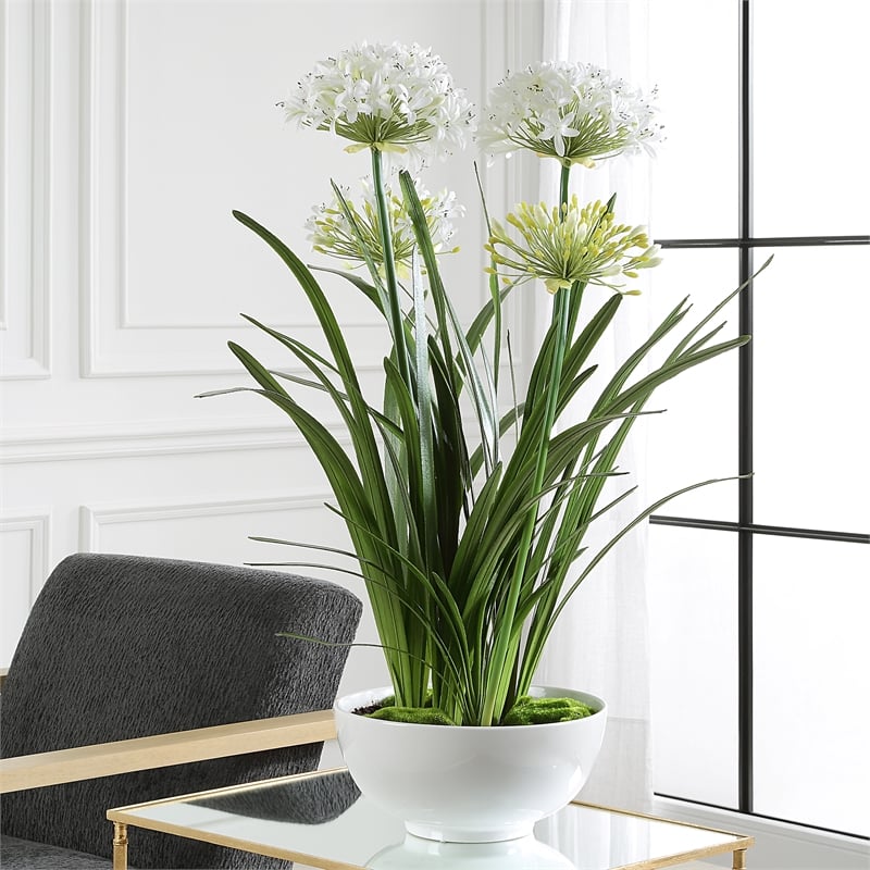 Uttermost Purity Agapanthus Centerpiece in Multi-Color