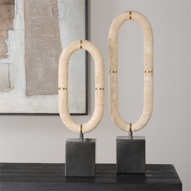Uttermost Oval Sculptures Fusion in Ivory (Set of 2)
