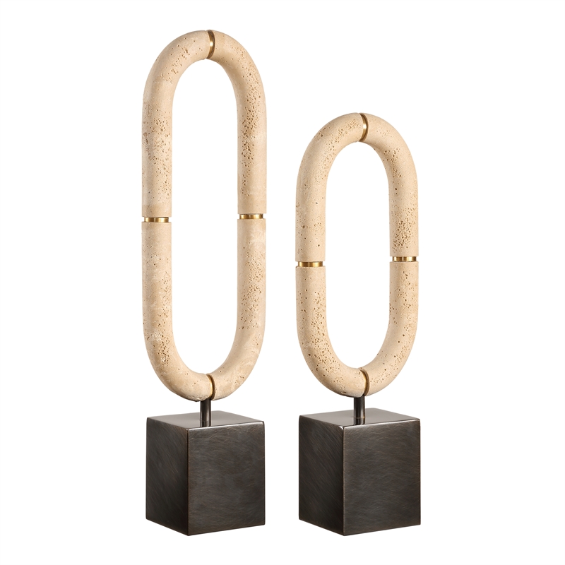 Uttermost Oval Sculptures Fusion in Ivory (Set of 2)