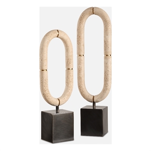 Uttermost Oval Sculptures Fusion in Ivory (Set of 2)