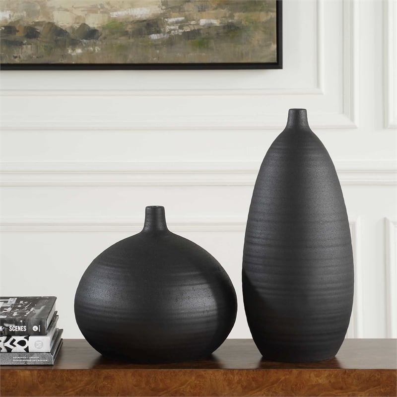 Uttermost Bower Black Vases (Set of 2)