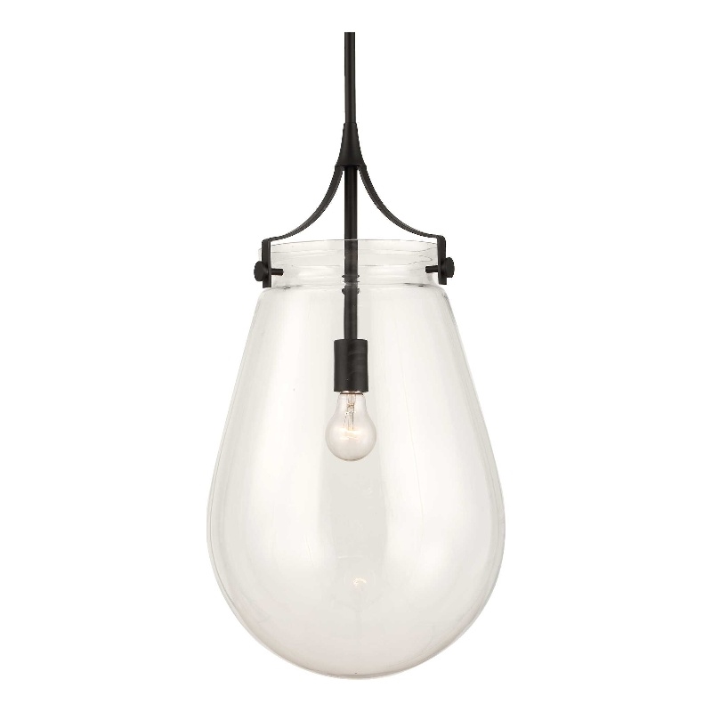 Uttermost Dewdrop 1 Light Glass Shade Pendant in Black
