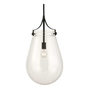Uttermost Dewdrop 1 Light Glass Shade Pendant in Black