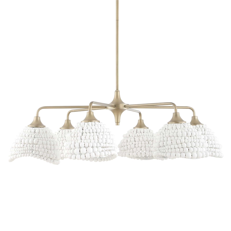 Uttermost Biddeford 6 Light White Beaded Pendant in Gold