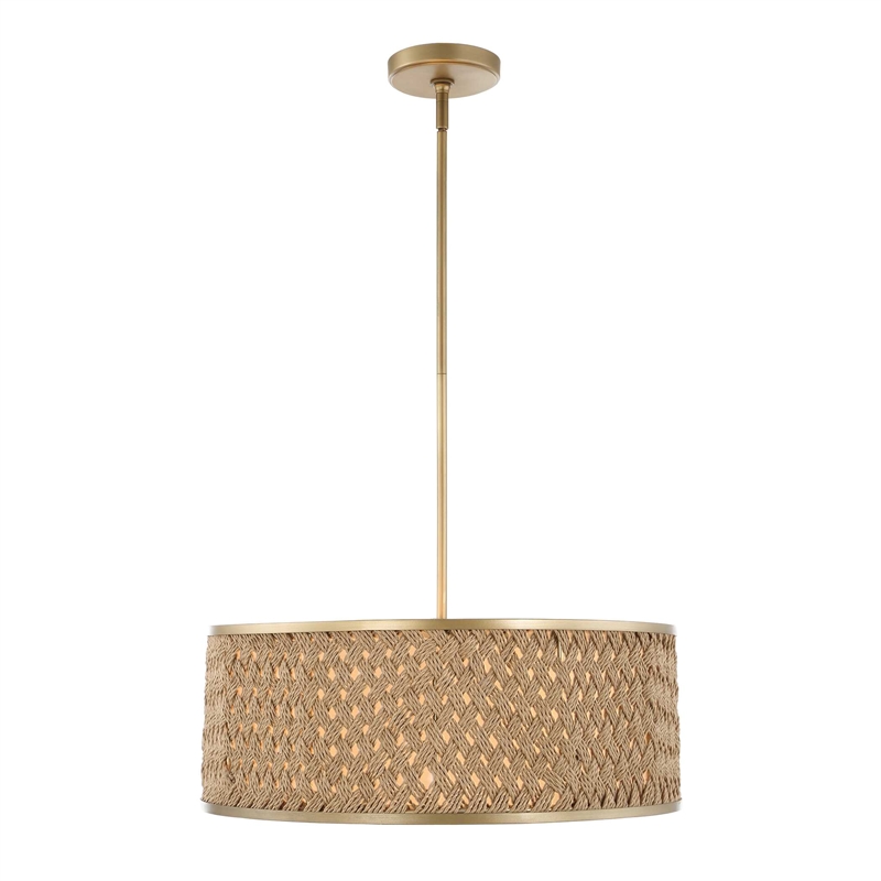 Uttermost Pinchot 4 Light Rattan Drum Pendant in Gold