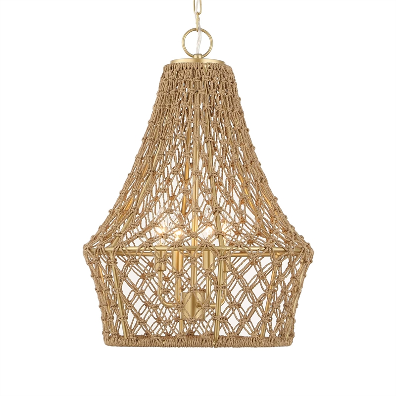 Uttermost Macrame 4 Light Rope Pendant in Gold