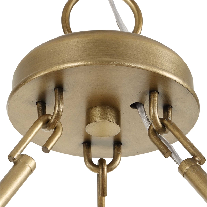 Uttermost Ladakh 9 Light Round Wicker Pendant in Brass